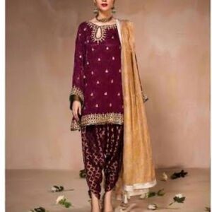 Luxurious Maroon and Gold Women's Dress Set